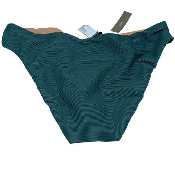 New J. Crew Teal Ribbed High Rise Cheeky Bikini Swim Bathing Suit Bottom Size 3X - Picture 6 of 9